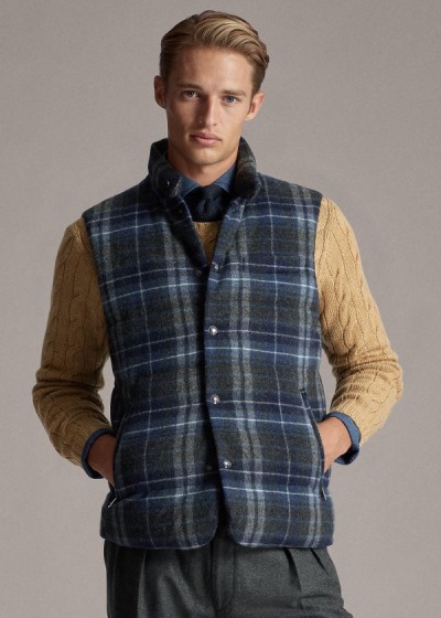 Ralph Lauren Whitwell Plaid Down Veste Herre Danmark (SZWUD1743)